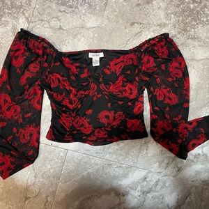 Oriental Red Dragon Pattern Long sleeve Top!